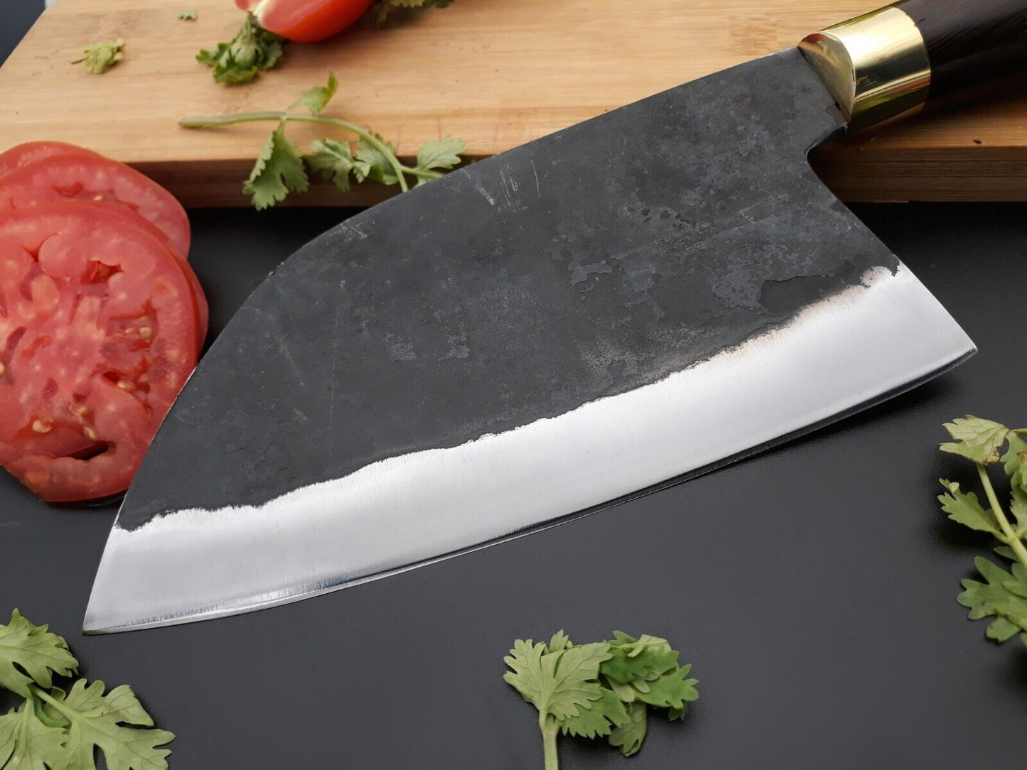 Hand Forged Cleaver Knife Serbian Kitchen Chef Knife Meat Chopping Hunting Knife