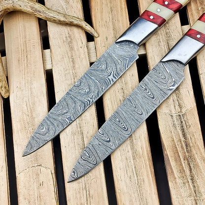 Lot of 2 Handmade Damascus Steel Chef Knives – Premium Kitchen & Bread Knives