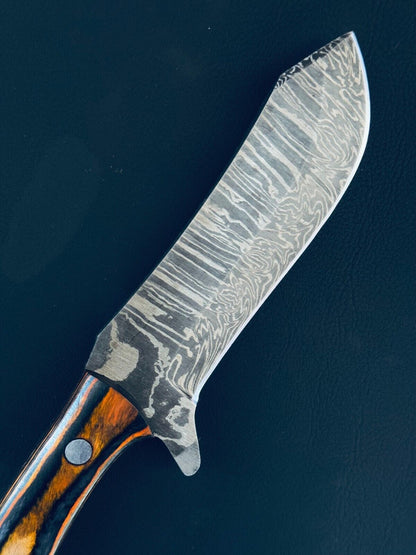 Best Cowboy Damascus Steel Bull Cutter Knife 12" Custom Bull Cutter Knife With Wood Handle