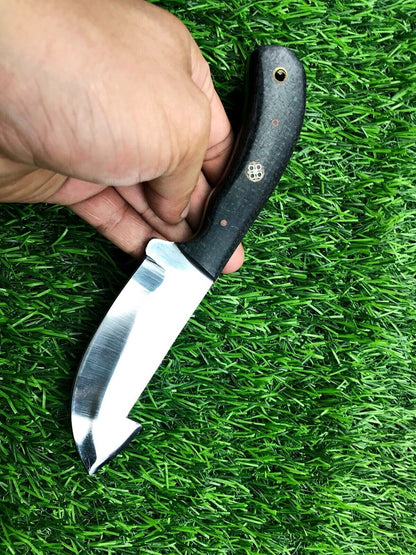 9" Forged Stainless Steel Survival Hunting Knife with Leather Sheath
