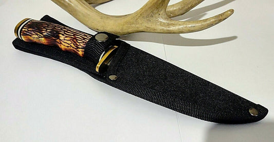 9.25" Stag Handle Bowie Hunting Knife with Sheath