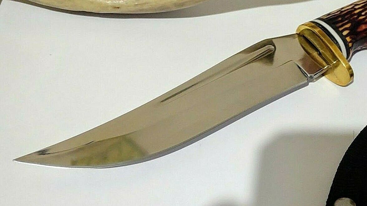 9.25" Stag Handle Bowie Hunting Knife with Sheath