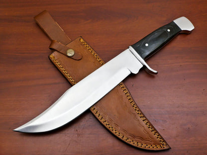 Handmade D2 Steel Full Tang Bowie Hunting Knife with Steel Guard – 12 Inch