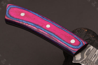 13" Custom Hand Forged Fire Damascus Steel Fillet Knife Damascus Fillet Knife W/Sheath