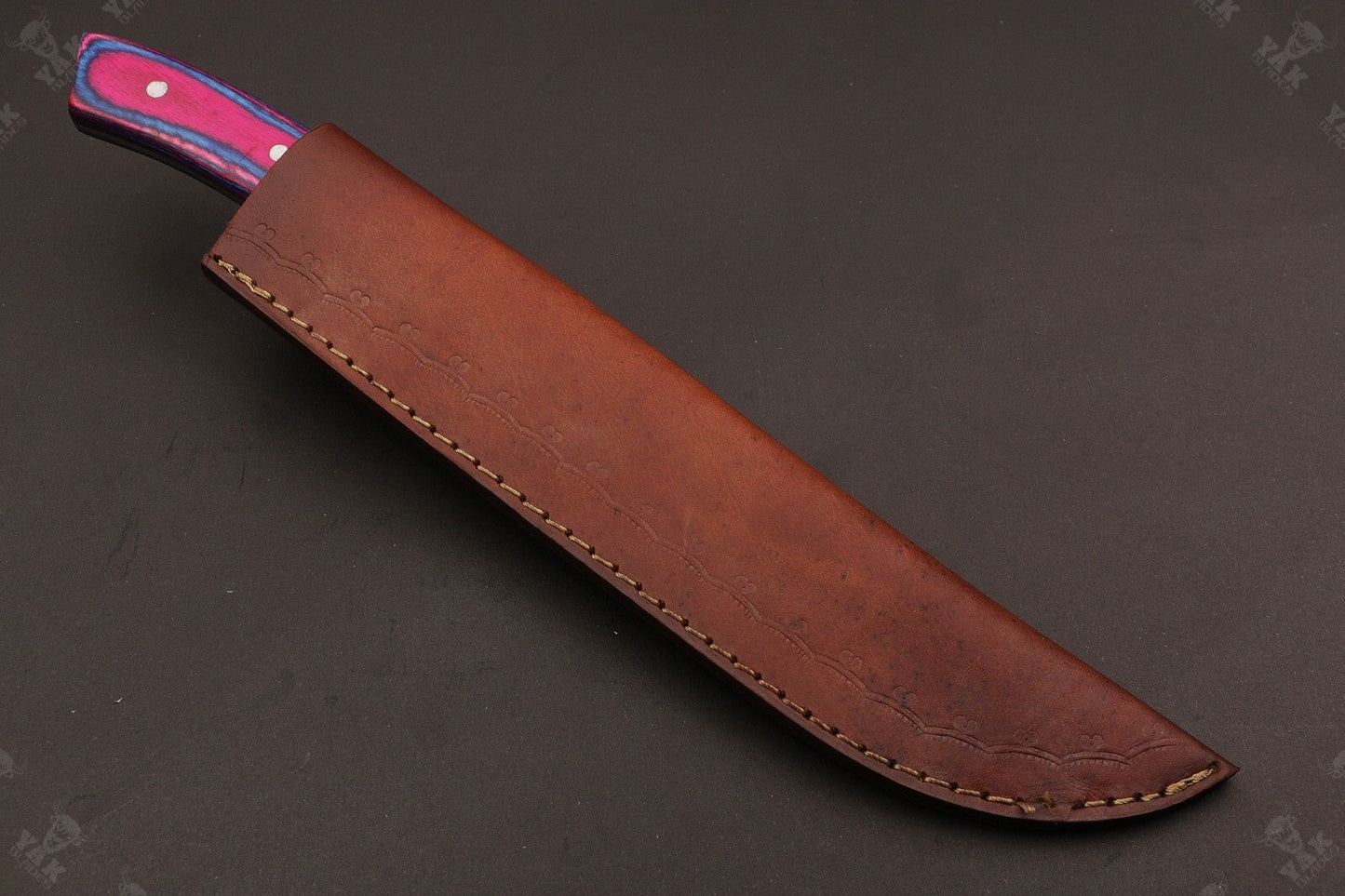 13" Custom Hand Forged Fire Damascus Steel Fillet Knife Damascus Fillet Knife W/Sheath