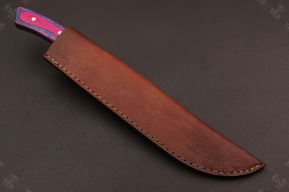 13" Custom Hand Forged Fire Damascus Steel Fillet Knife Damascus Fillet Knife W/Sheath