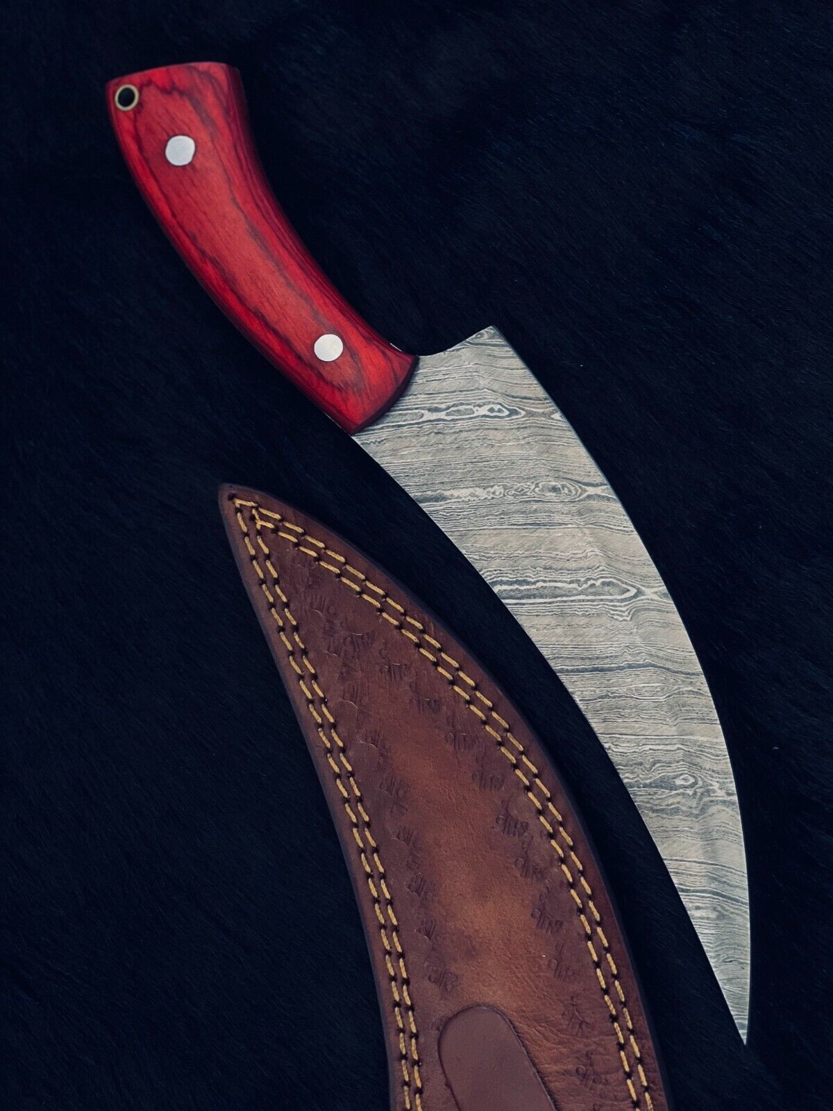 11.5" Custom Handmade Twist Damascus Steel Santoku Chef Knife