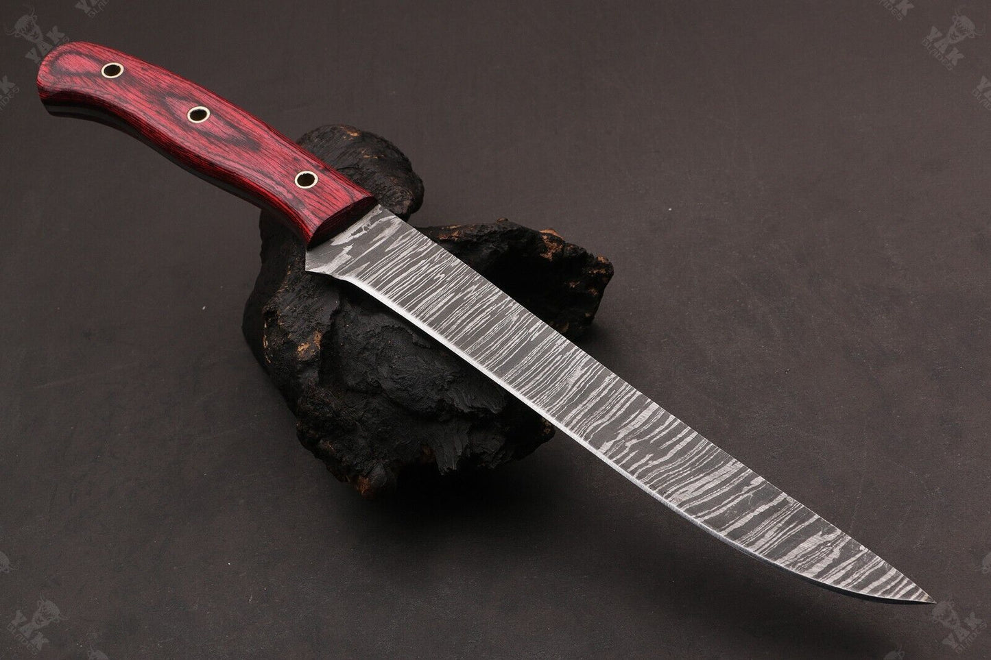 12" Hand Forged Twist Damascus Steel Fillet Knife For Kitchen Use & Best Fillet Knife W/Sheath
