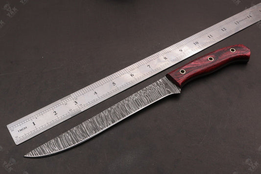 12" Hand Forged Twist Damascus Steel Fillet Knife For Kitchen Use & Best Fillet Knife W/Sheath