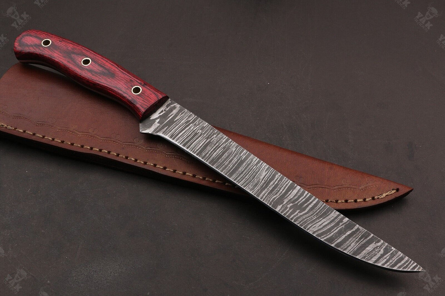 12" Hand Forged Twist Damascus Steel Fillet Knife For Kitchen Use & Best Fillet Knife W/Sheath