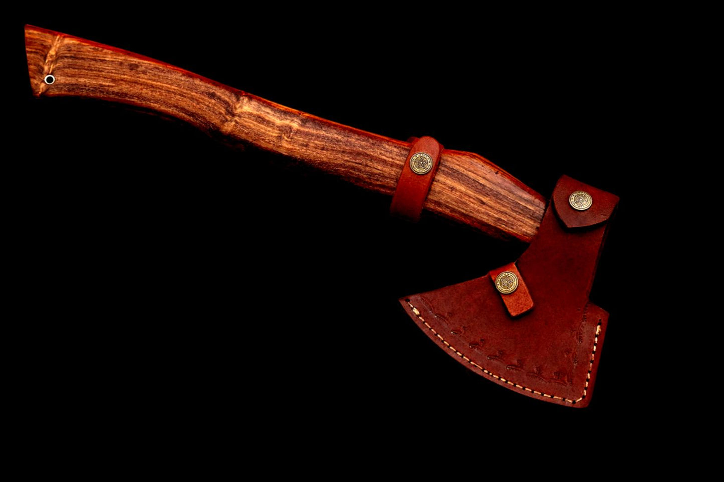 Handmade Damascus Steel Viking Throwing Tomahawk Axe with Integral Hatchet Design and Wood Handle