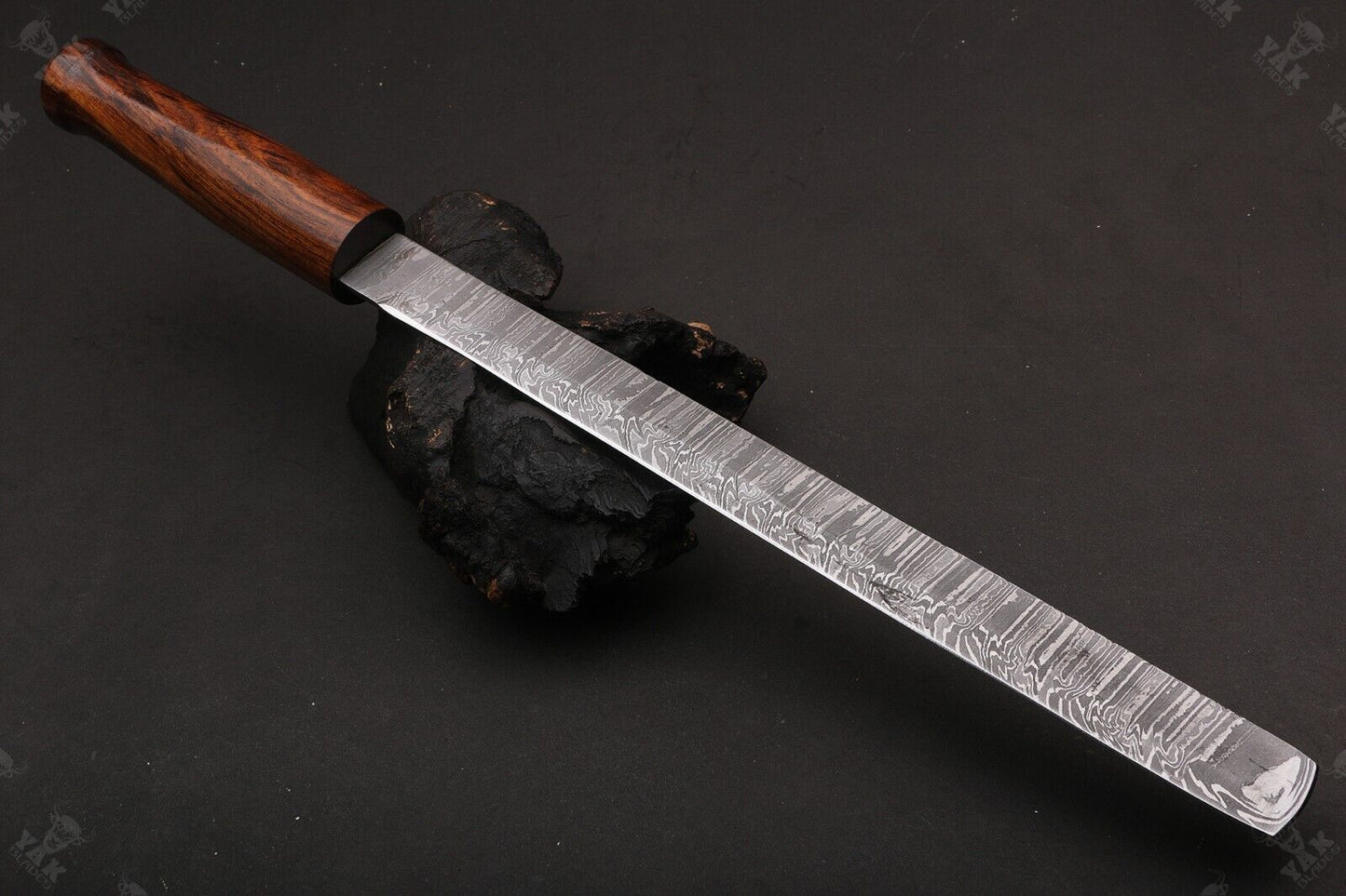 Custom 16" Fire Damascus Steel Brisket Knife – Handmade Professional Kitchen Knife