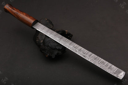 Custom 16" Fire Damascus Steel Brisket Knife – Handmade Professional Kitchen Knife