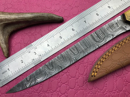 14" Handcrafted Damascus Fillet Knife Damascus Steel Knife W/Sheath