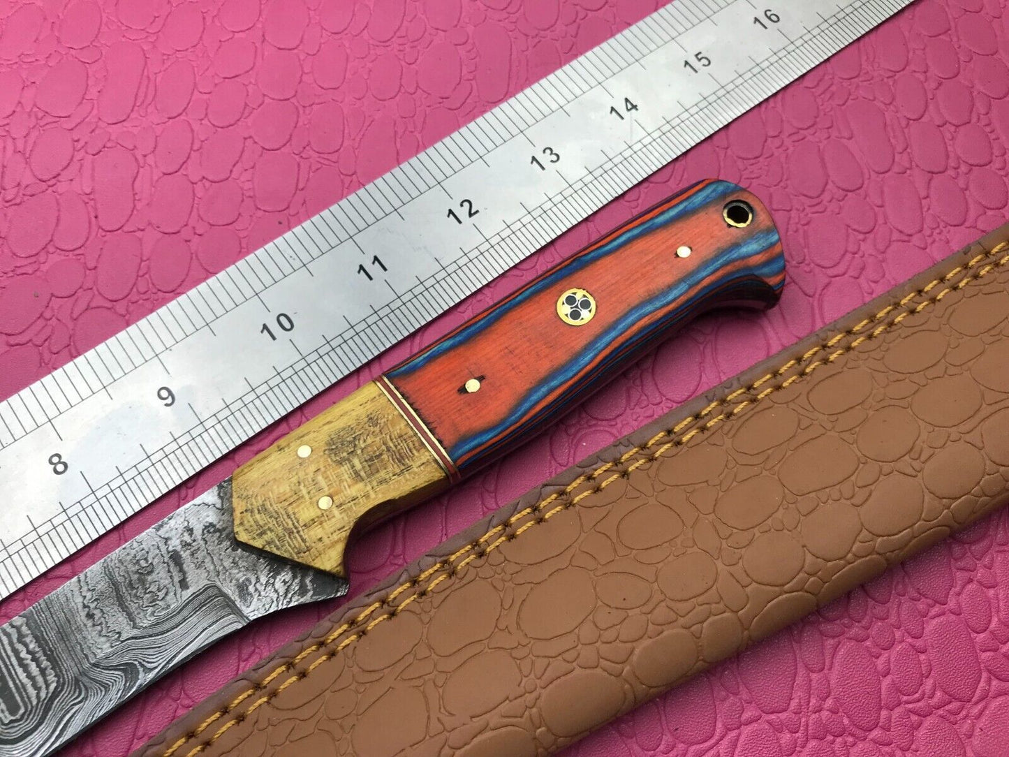 14" Handcrafted Damascus Fillet Knife Damascus Steel Knife W/Sheath