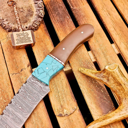 Custom Handmade Damascus Steel Bowie Knife – Camping & Hunting Knife