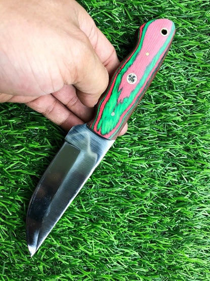 9" Hand-Forged Stainless Steel Skinner – Hunting & Survival Fixed Blade with Leather Sheath