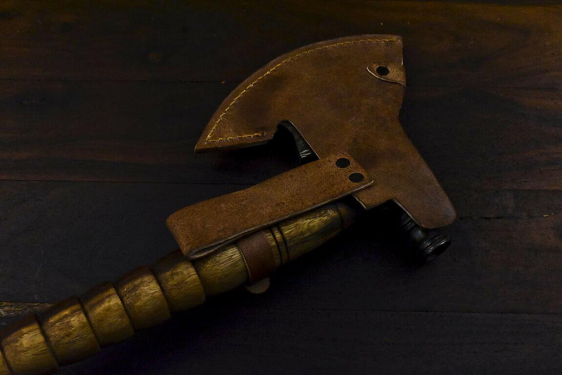Handmade Damascus Pipe Tomahawk Axe Knife with Walnut Wood Handle – 23 Inch