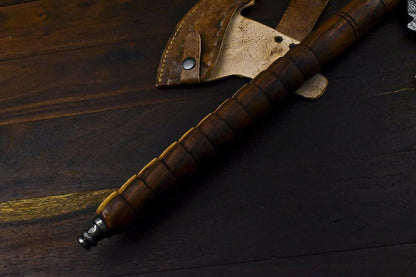 Handmade Damascus Pipe Tomahawk Axe Knife with Walnut Wood Handle – 23 Inch