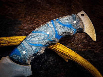 Custom Handmade Hunting Knife | Damascus & Carbon Steel Blade | Premium Handle | Sheath Included