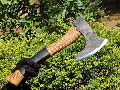 Handmade Rare Art Viking Throwing Axe 18 Inch with Ashwood Leather Handle