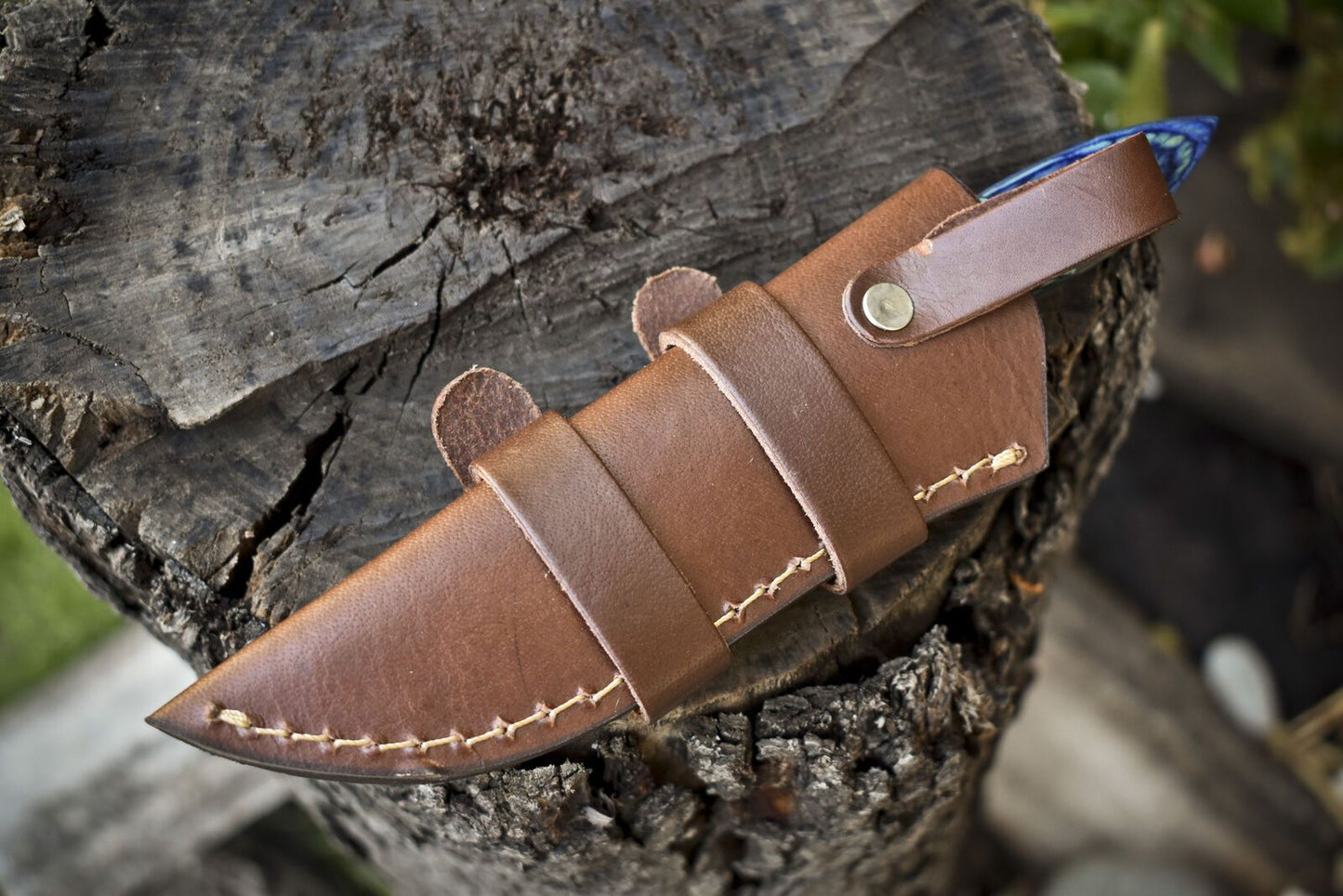 Custom Forged Twist Damascus Skinner Knife 8" Mixed Handle Hunting Hiking Blade