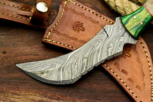 11" Handmade Damascus Karambit Twist Karambit Damascus Steel Knife With Ram’s Horn Handle
