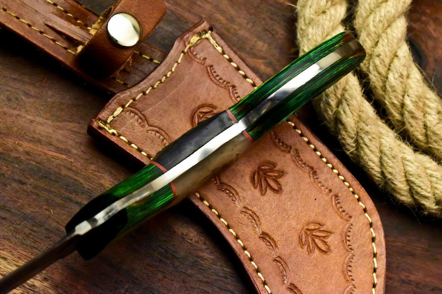 11" Handmade Damascus Karambit Twist Karambit Damascus Steel Knife With Ram’s Horn Handle