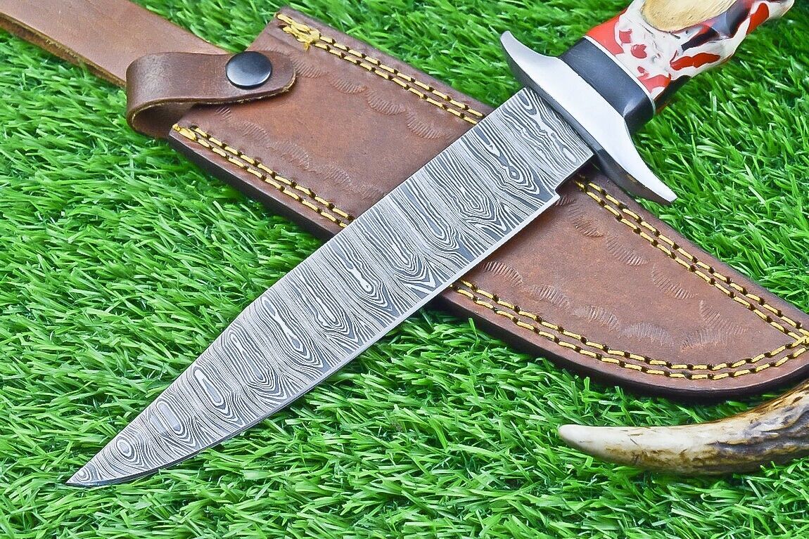12 Inch Custom Damascus Steel Bowie Knife with Resin Handle