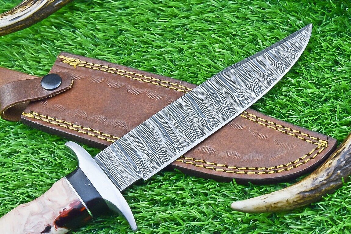 12 Inch Custom Damascus Steel Bowie Knife with Resin Handle