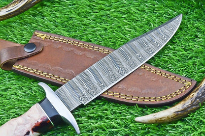 12 Inch Custom Damascus Steel Bowie Knife with Resin Handle