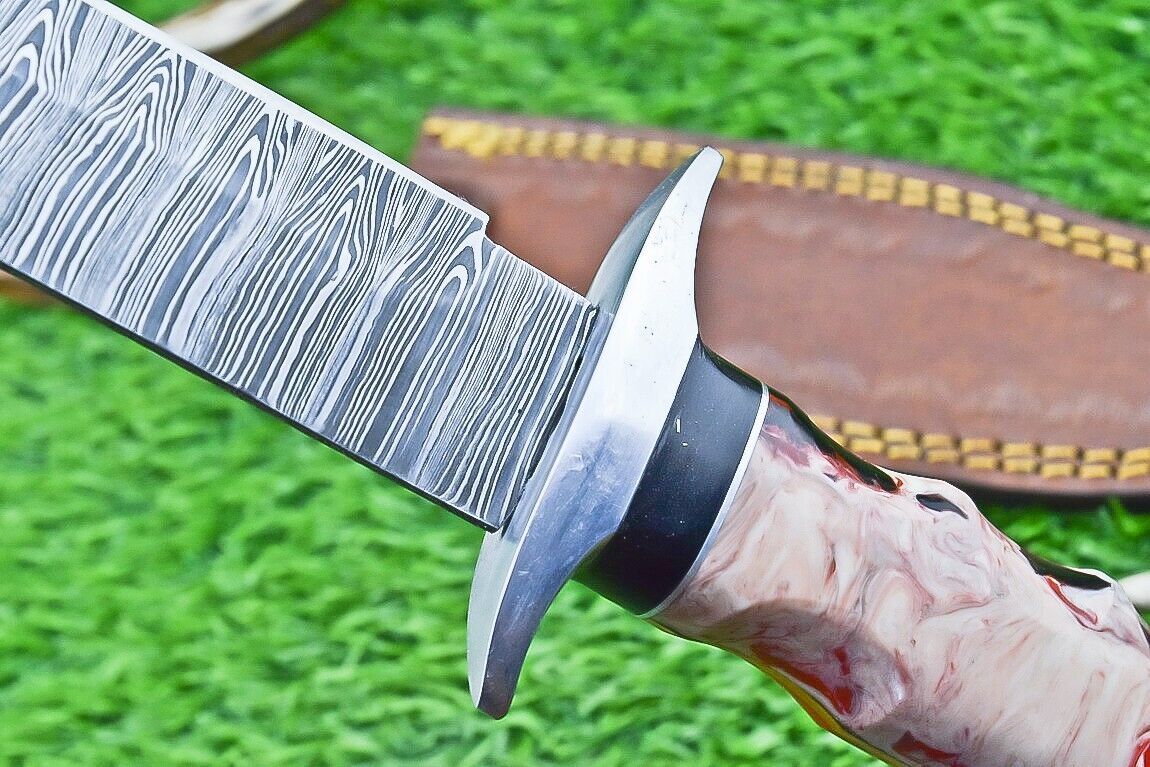 12 Inch Custom Damascus Steel Bowie Knife with Resin Handle