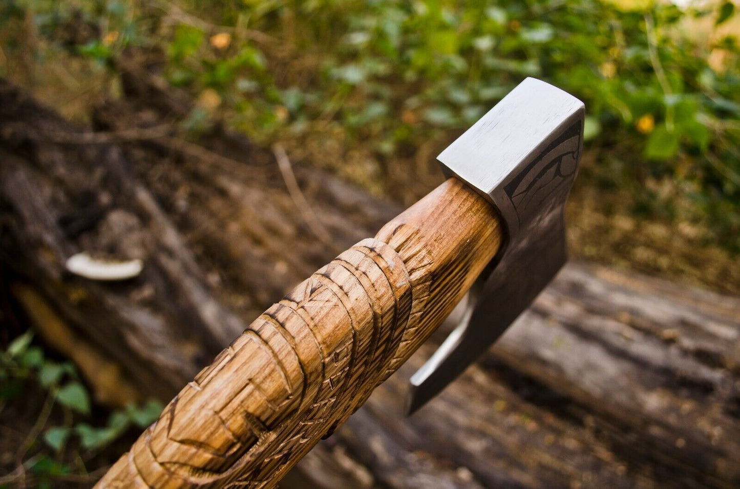 Custom Handmade Replica Viking Axe Carbon Steel Tomahawk Bearded Hatchet with Ash Wood Handle