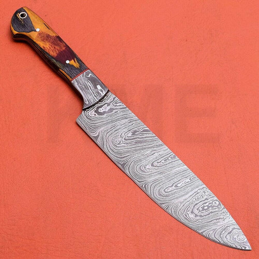Handmade Damascus Steel Kitchen Chef Knife with Pakka Wood Handle