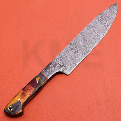 Handmade Damascus Steel Kitchen Chef Knife with Pakka Wood Handle