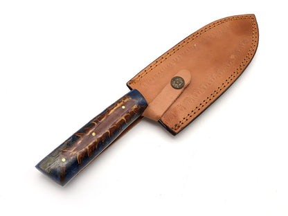 Handmade Forged Damascus Steel Chef Knife | 7.5" Blade, Pine Wood Handle, Kitchen & Hunting Knife
