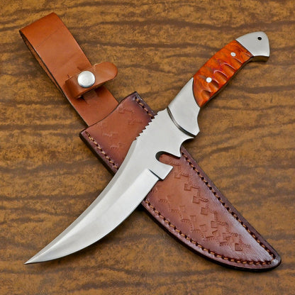 Pathfinder 12-Inch D2 Steel Full Tang Bowie Hunting Knife with Pakka Wood Handle