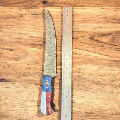 Handmade Fillet Knife & Damascus Fishing Knife 12" Damascus Steel Kitchen Knife