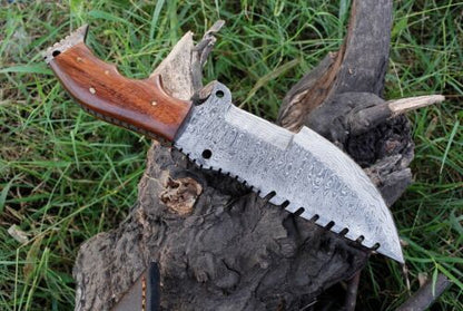 Custom Handmade Forged Damascus Steel Hunting Tracker Knife | Fixed Blade