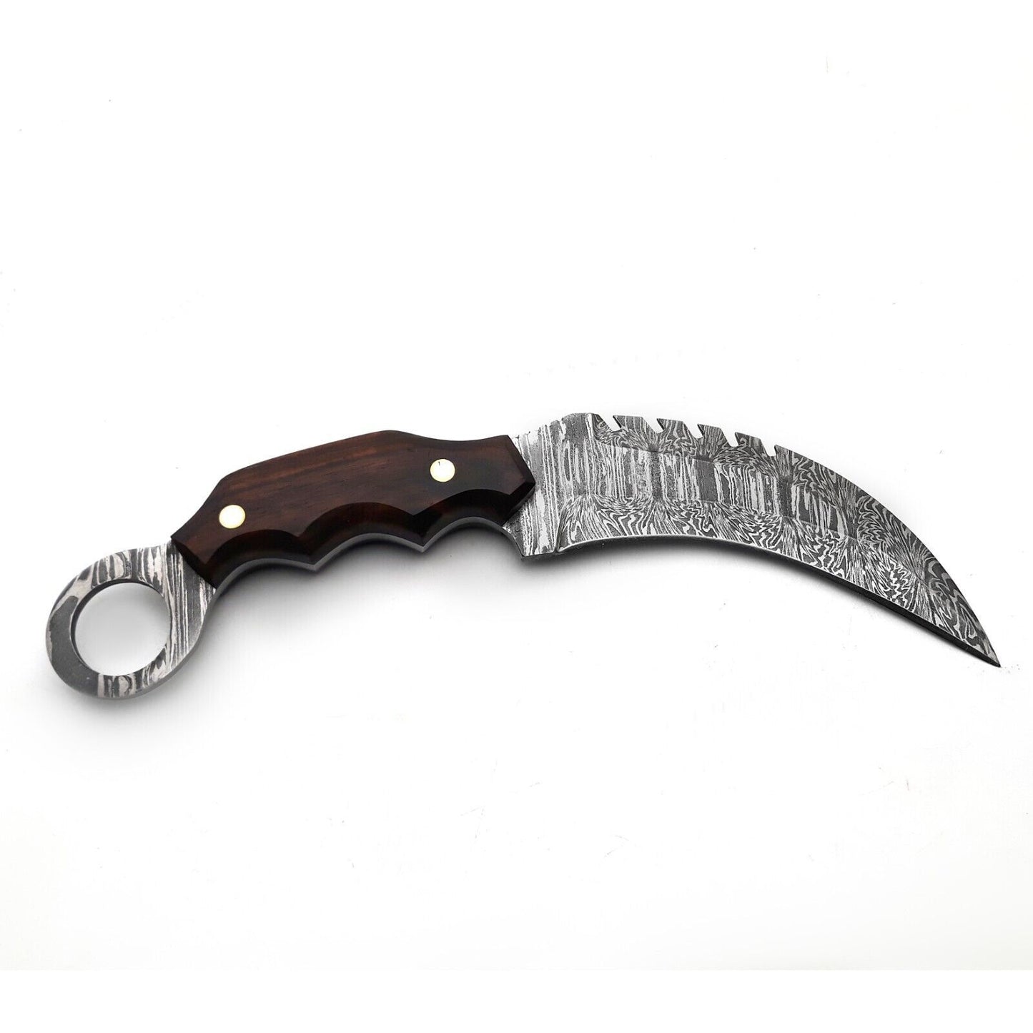 Karambit Knife Handmade Full Tang Damascus Karambit Knife with Wood Handle