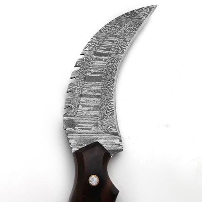 Karambit Knife Handmade Full Tang Damascus Karambit Knife with Wood Handle