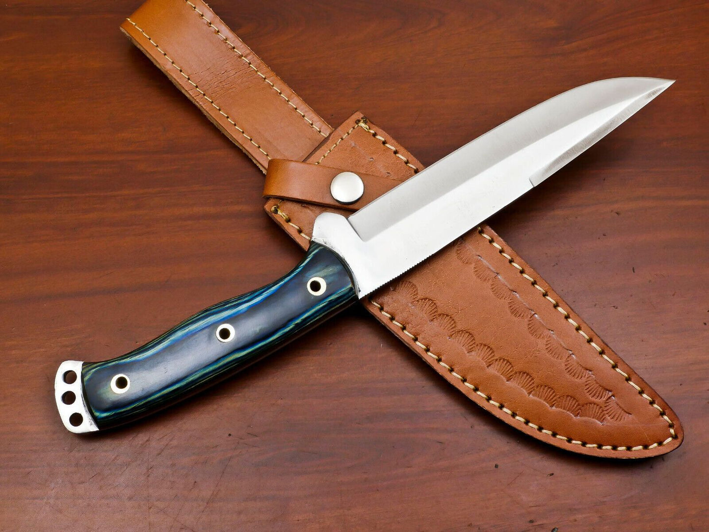 12-Inch D2 Steel Full Tang Bowie Hunting Knife with Pakka Wood Grip