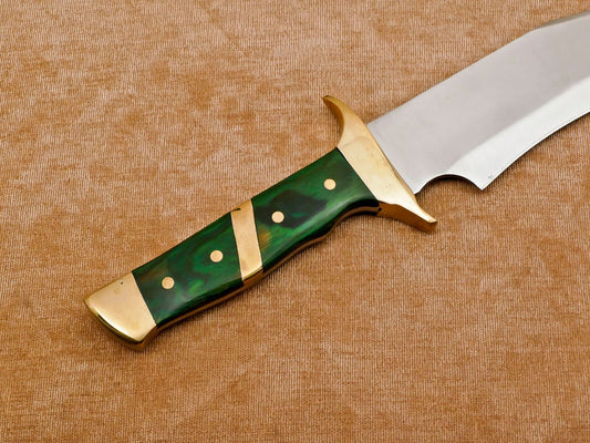 Hand Forged 12-Inch D2 Clip Point Full Tang Bowie Hunting Knife with Leather Sheath