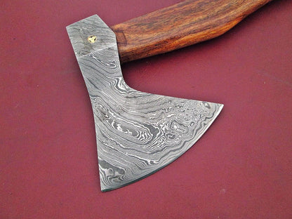 Custom Handmade Damascus Steel Axe With Walnut Wood Handle 15 Inch