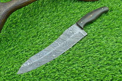 Stunning Hand Forged Damascus Steel Chef Knife – Kitchen & Camping Knife