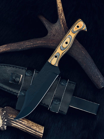 10 Inch Custom D2 Steel Bowie Hunting Knife with Wood Handle