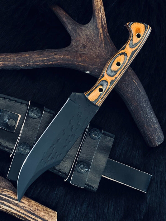 10 Inch Custom D2 Steel Bowie Hunting Knife with Wood Handle