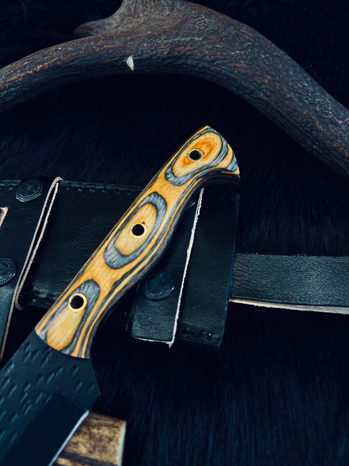 10 Inch Custom D2 Steel Bowie Hunting Knife with Wood Handle