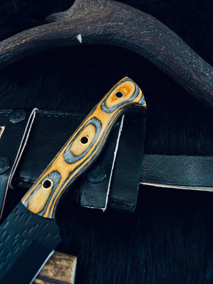 10 Inch Custom D2 Steel Bowie Hunting Knife with Wood Handle