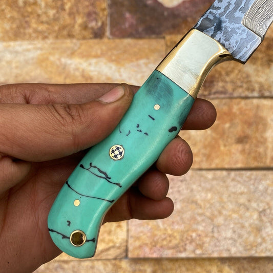 Artisan Damascus Fillet Chef Knife – Hand Forged with Brass Bolster